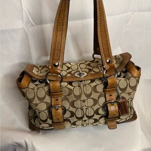 Coach Brown and Tan Shoulder Bag